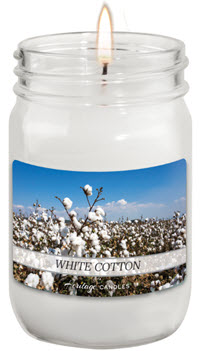 A White Cotton candle, a great candle fundraising option.